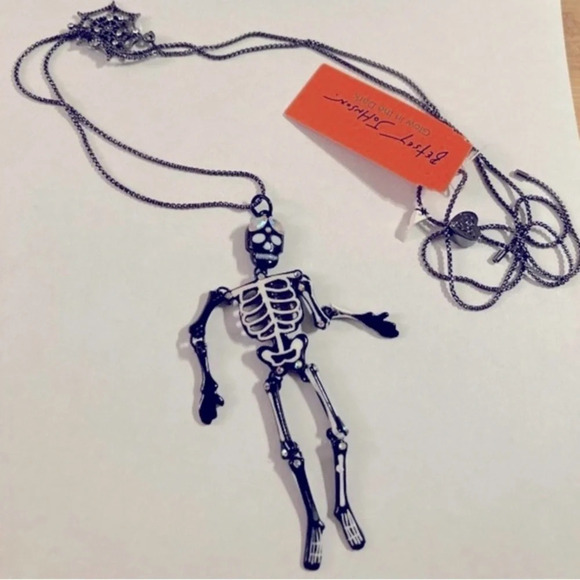 BETSEY JOHNSON SET Halloween Skeleton Glow in Dark Necklace & Earrings NEW NWT - Picture 6 of 11